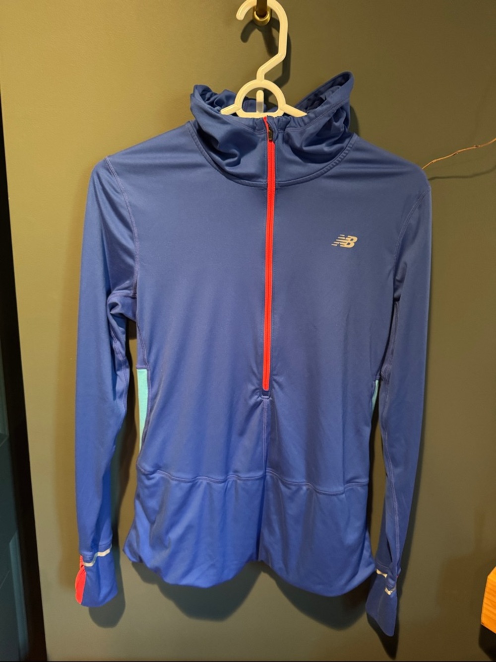 New Balance Navy Blue Hooded Pullover with Magenta Zip Trim